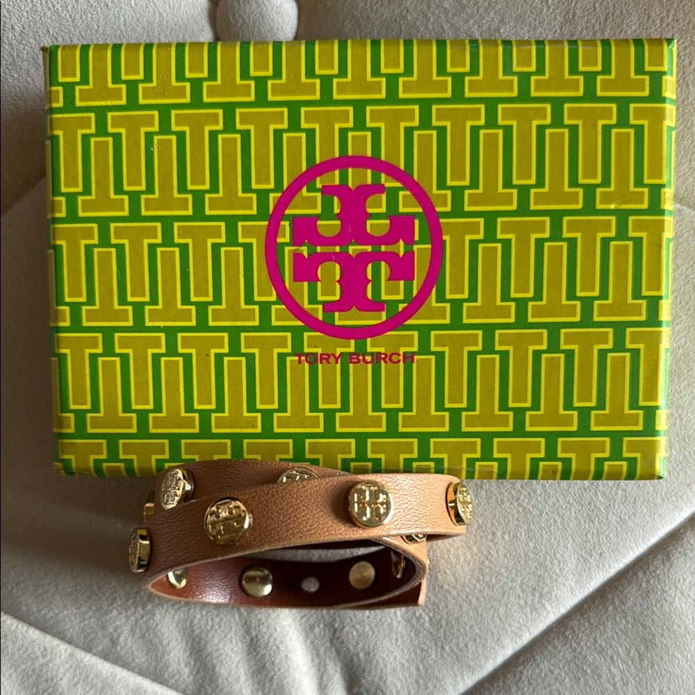 Tory Burch Wrap Tan Leather Bracelet